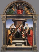 Madonna y niño Enthroned con los santos 1505