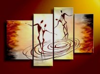 Hand-painted Abstract Oil Painting with Stretched Frame-Set of 4