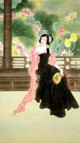 The girl in black - Chinese Painting