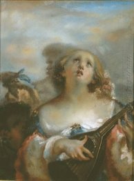 Young Girl Playing Mandolin 1845