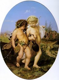 Drunken Bacchus and Cupid