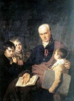 Portrait de KI Golovachevsky et les jeunes élèves de l'Ac