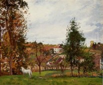 landscape with a white horse in a meadow l hermitage