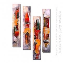 Hand-painted Abstract Oil Painting - Set of 4