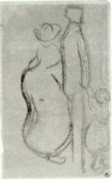 Sketch Of A Couple Walking With A Child 1890