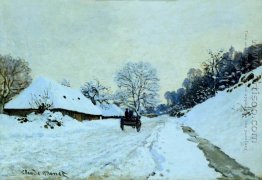 Un chariot sur la route recouverte de neige avec Saint Siméon Fa