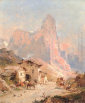 Figures in a Village in the Dolomites