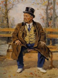 Portrait Of A Man Sitting On A Park Bench 1917