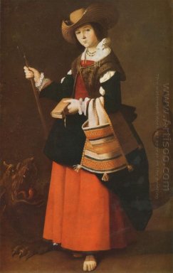 Saint Margaret kläs som en Shepherdess