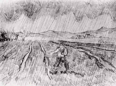 Campo incluido Com um semeador In The Rain 1889 1