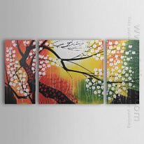 Hand-painted Abstract Oil Painting - Set of 3