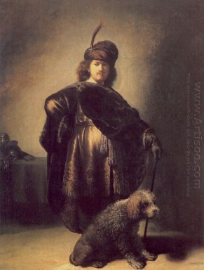 Self Portrait No Vestuário Oriental Com Poodle 1631