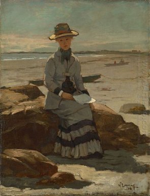 Señora joven en la playa