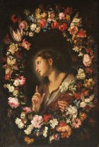 The Angel of the Annunciation in a Garland of Flowers
