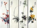 Pruim,Orchid,Bamboe, Chrysanthemum-Four InOne-- Chinees schilder