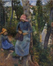 two young peasants chatting under the trees 1881