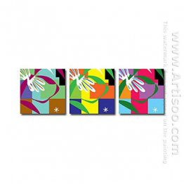 Hand-painted Abstract Oil Painting - Set of 3