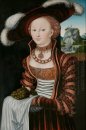 Stående av en ung kvinna druvor och äpplen 1528