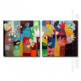 Hand-painted Abstract Oil Painting - Set of 2