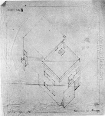 Desenho axonométrica da casa em Meudon