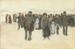 People Strolling On The Beach 1882