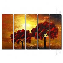 Hand-painted Oil Painting Landscape Oversized Wide - Set of 5