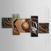 Hand-painted Abstract Oil Painting - Set of 5