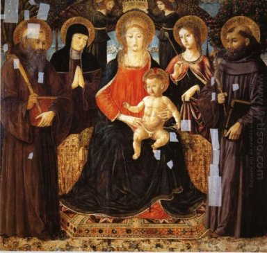 Madonna et l\'enfant couronnés Parmi St Benoît St Scholastica St