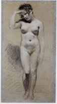 Dibujo De Desnudo femenino con carbón y tiza 1800 1