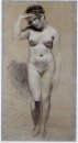 Dessin de nu féminin avec fusain et craie 1800 1