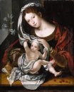 Madonna con Bambino che gioca con il velo