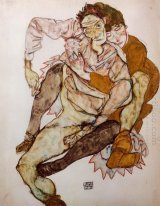 seated couple egon and edith schiele 1915