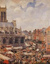 le marché autour de l'église de Saint-Jacques de Dieppe 1901