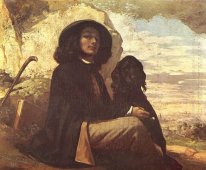 Self Portrait With A Black Dog 1841