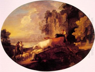 Paisaje del río con los amantes rústicos 1781