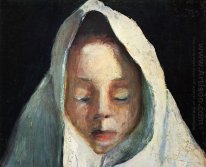Still life, child's head with a white cloth