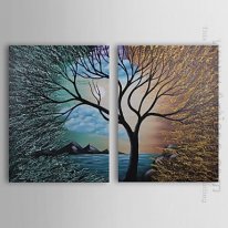 Hand-painted Abstract Oil Painting - Set of 2