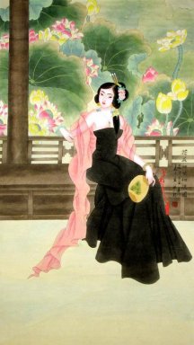The girl in black - Chinese Painting