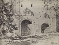 Entré Gate Of Savvinsky kloster nära Zvenigorod 1884