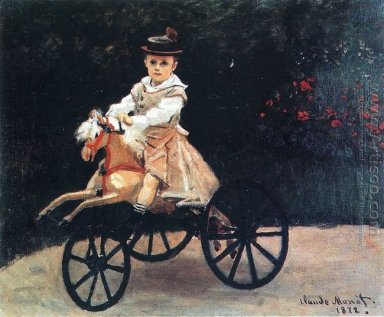 Jean Monet auf seinem Pferd Dreirad