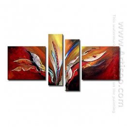 Hand-painted Abstract Oil Painting - Set of 4