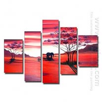 Tangan-Dicat Landscape Oil Painting - Set Dari 5