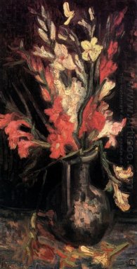 Florero con los gladiolos rojos 1886 1