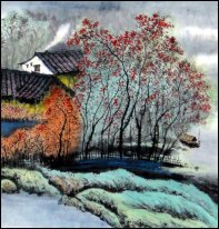 Building, Trees- Chinese Painting