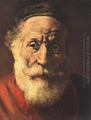Portrait d\'un vieil homme en rouge (détail -1) 1652-1654