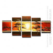 Tangan-Dicat Landscape Oil Painting - Set Dari 5