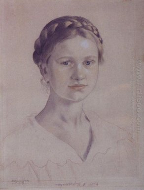 Stående av IB Kustodieva Dotter av konstnären 1919