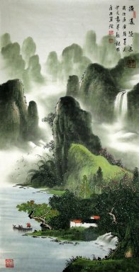 Montanhas e cachoeira - Pintura Chinesa