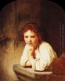 A Young Girl Leaning on a Window-Sill