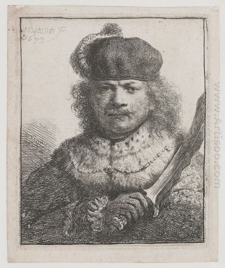 Retrato de auto com Levantada Sabre 1634